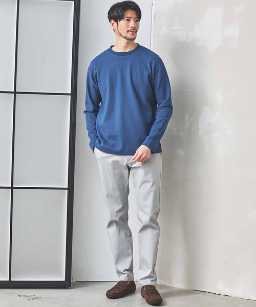 UNION STATION（ユニオンステーション）の「シェブロン柄リンクスジャガードロンT（Tシャツ/カットソー・メンズ・ホワイト/ブルー/ブラック・L/M/S/LL）」の4枚目の写真