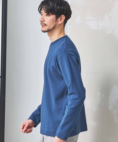 UNION STATION（ユニオンステーション）の「シェブロン柄リンクスジャガードロンT（Tシャツ/カットソー・メンズ・ホワイト/ブルー/ブラック・L/M/S/LL）」の6枚目の写真