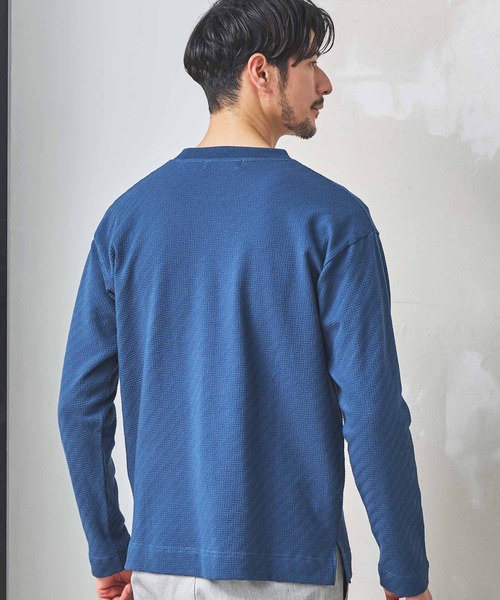 UNION STATION（ユニオンステーション）の「シェブロン柄リンクスジャガードロンT（Tシャツ/カットソー・メンズ・ホワイト/ブルー/ブラック・L/M/S/LL）」の7枚目の写真