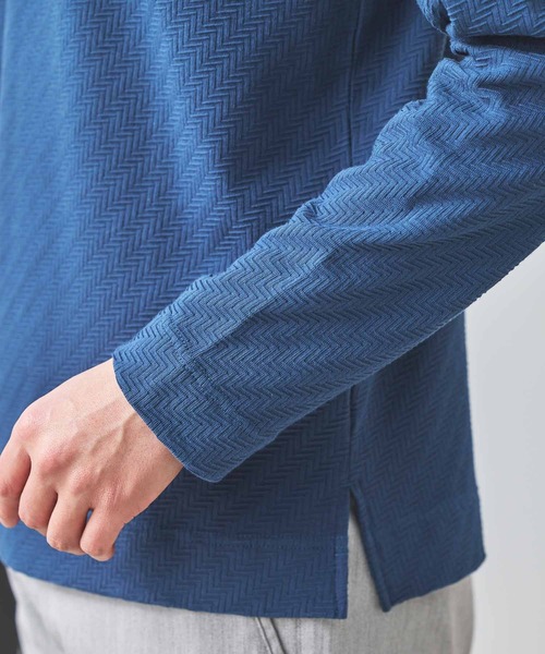 UNION STATION（ユニオンステーション）の「シェブロン柄リンクスジャガードロンT（Tシャツ/カットソー・メンズ・ホワイト/ブルー/ブラック・L/M/S/LL）」の12枚目の写真