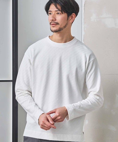 UNION STATION（ユニオンステーション）の「シェブロン柄リンクスジャガードロンT（Tシャツ/カットソー・メンズ・ホワイト/ブルー/ブラック・L/M/S/LL）」の14枚目の写真