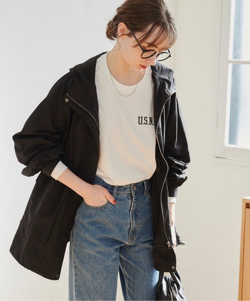 ANGIE（アンジー）の「ナイロン ミドル マウンテンパーカー（マウンテンパーカー・レディース・ベージュ/アイボリー/カーキ/ブラック・FREE）」の3枚目の写真