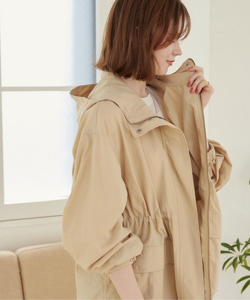 ANGIE（アンジー）の「ナイロン ミドル マウンテンパーカー（マウンテンパーカー・レディース・ベージュ/アイボリー/カーキ/ブラック・FREE）」の9枚目の写真