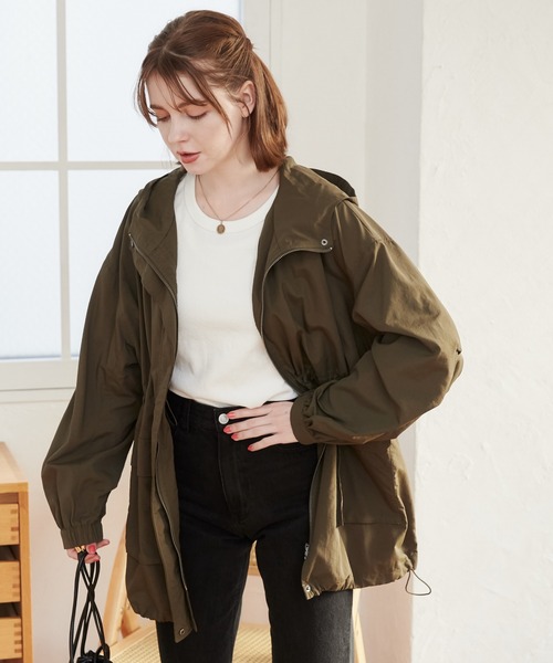 ANGIE（アンジー）の「ナイロン ミドル マウンテンパーカー（マウンテンパーカー・レディース・ベージュ/アイボリー/カーキ/ブラック・FREE）」の10枚目の写真