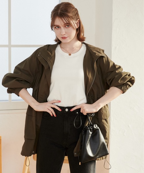 ANGIE（アンジー）の「ナイロン ミドル マウンテンパーカー（マウンテンパーカー・レディース・ベージュ/アイボリー/カーキ/ブラック・FREE）」の14枚目の写真