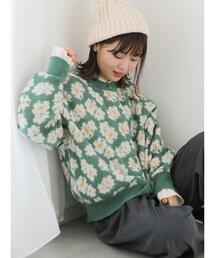 ehka sopo | 花ジャカードクルーカーディガン(カーディガン/ボレロ)