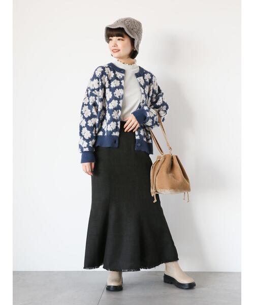 ehka sopo（エヘカソポ）の「花ジャカードクルーカーディガン（カーディガン/ボレロ・レディース・グレー/グリーン/ピンク/ベージュ/ブルー・F）」の7枚目の写真