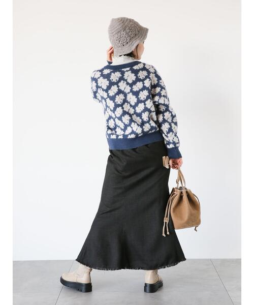 ehka sopo（エヘカソポ）の「花ジャカードクルーカーディガン（カーディガン/ボレロ・レディース・グレー/グリーン/ピンク/ベージュ/ブルー・F）」の8枚目の写真