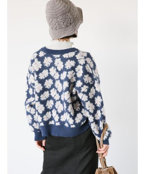 ehka sopo（エヘカソポ）の「花ジャカードクルーカーディガン（カーディガン/ボレロ・レディース・グレー/グリーン/ピンク/ベージュ/ブルー・F）」の10枚目の写真