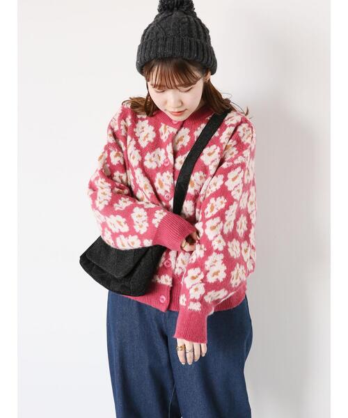 ehka sopo（エヘカソポ）の「花ジャカードクルーカーディガン（カーディガン/ボレロ・レディース・グレー/グリーン/ピンク/ベージュ/ブルー・F）」の13枚目の写真