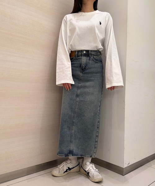 U.S. POLO ASSN.(ユーエスポロアッスン)の「RANAN/solleim別注【U.S.POLO ASSN.】ラグランフレアスリーブビッグシルエットロンT(Tシャツ/カットソー・レディース・オフホワイト/ホワイト×グレー/ホワイト×ネイビー/グレー系・S/M/L)」の9枚目の写真