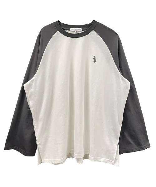 U.S. POLO ASSN.(ユーエスポロアッスン)の「RANAN/solleim別注【U.S.POLO ASSN.】ラグランフレアスリーブビッグシルエットロンT(Tシャツ/カットソー・レディース・オフホワイト/ホワイト×グレー/ホワイト×ネイビー/グレー系・S/M/L)」の5枚目の写真