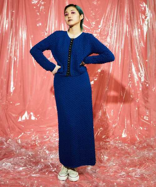 CONVERSE TOKYO(コンバーストウキョウ)の「2WAY POPCORN KNIT CARDIGAN(ニット/セーター・レディース・ピンク/ブラック/ブルー・FREE)」の4枚目の写真