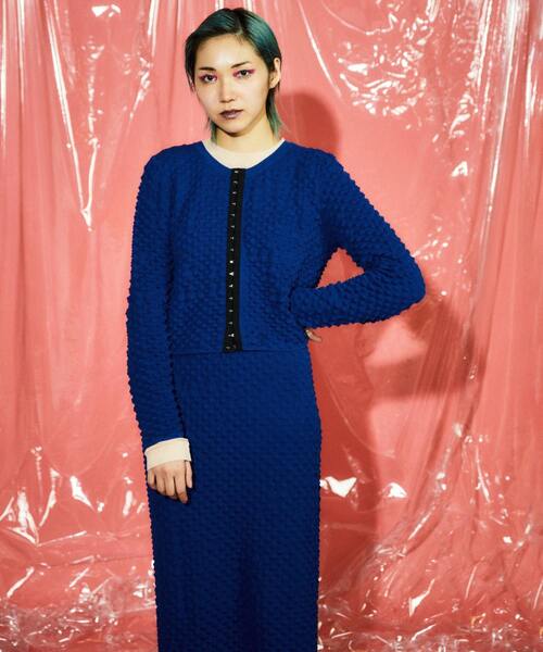 CONVERSE TOKYO(コンバーストウキョウ)の「2WAY POPCORN KNIT CARDIGAN(ニット/セーター・レディース・ピンク/ブラック/ブルー・FREE)」の6枚目の写真