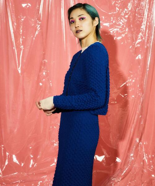 CONVERSE TOKYO(コンバーストウキョウ)の「2WAY POPCORN KNIT CARDIGAN(ニット/セーター・レディース・ピンク/ブラック/ブルー・FREE)」の8枚目の写真