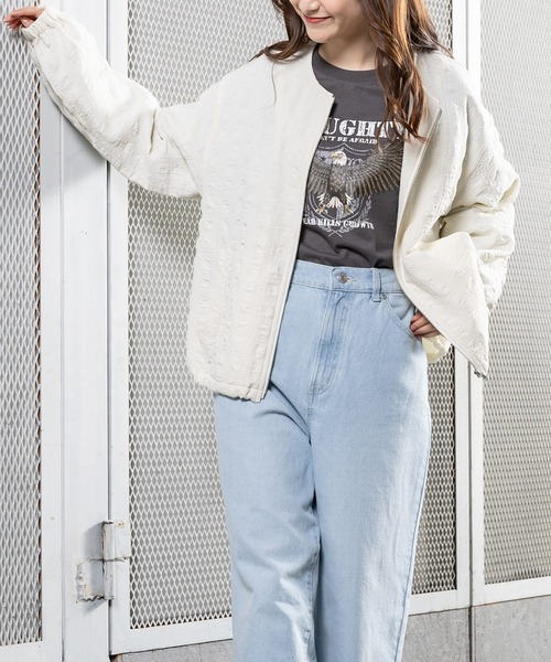 Honeys（ハニーズ）の「ノーカラーブルゾン（ブルゾン・レディース・グレイッシュベージュ/イエロー系その他/ブラック/アイボリー・LL/S/L/M）」の7枚目の写真