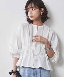 CHIC STYLE | 大きいサイズ パフスリーブギャザーブラウス シックスタイル(シャツ/ブラウス)
