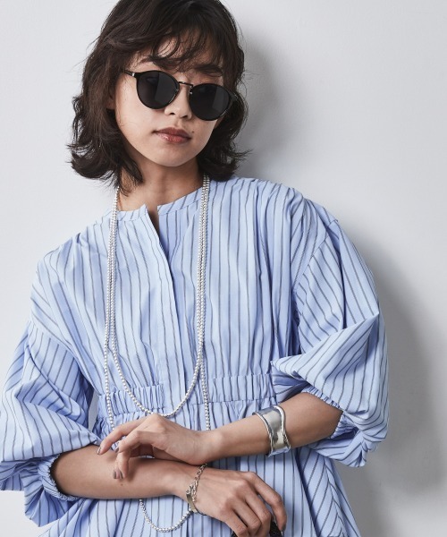 CHIC STYLE(シックスタイル)の「<大きいサイズ>パフスリーブギャザーブラウス シックスタイル (シャツ/ブラウス・レディース・ブルー系/ホワイト系・LL/3L/4L/5L/L)」の3枚目の写真