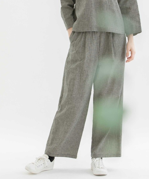 nop de nod（ノップドゥノッド）の「リネンコットンワイドパンツ（その他パンツ・レディース・ブラック/キナリ/スミクロ/ネイビー・3）」の4枚目の写真