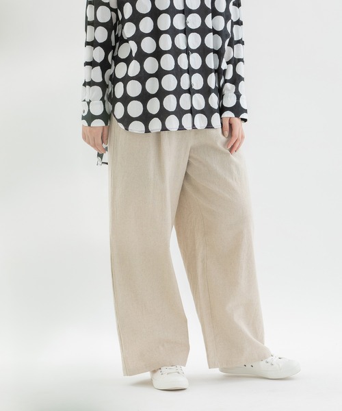 nop de nod（ノップドゥノッド）の「リネンコットンワイドパンツ（その他パンツ・レディース・ブラック/キナリ/スミクロ/ネイビー・3）」の2枚目の写真