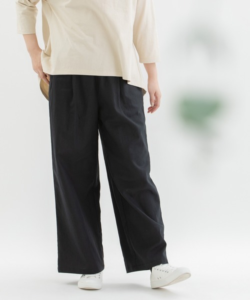nop de nod（ノップドゥノッド）の「リネンコットンワイドパンツ（その他パンツ・レディース・ブラック/キナリ/スミクロ/ネイビー・3）」の3枚目の写真