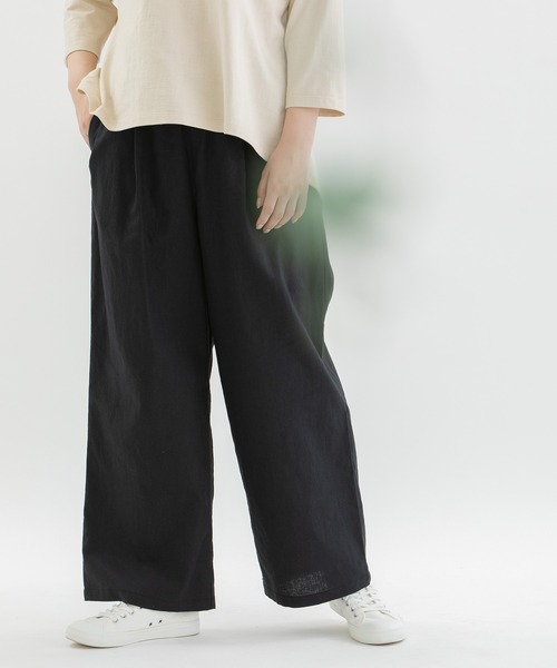 nop de nod（ノップドゥノッド）の「リネンコットンワイドパンツ（その他パンツ・レディース・ブラック/キナリ/スミクロ/ネイビー・3）」の21枚目の写真