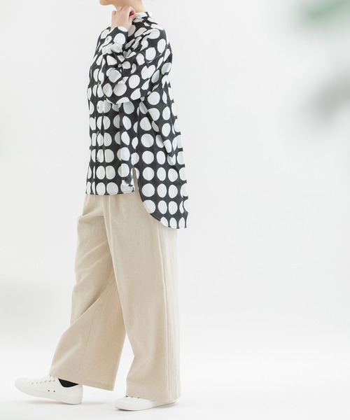 nop de nod（ノップドゥノッド）の「リネンコットンワイドパンツ（その他パンツ・レディース・ブラック/キナリ/スミクロ/ネイビー・3）」の13枚目の写真