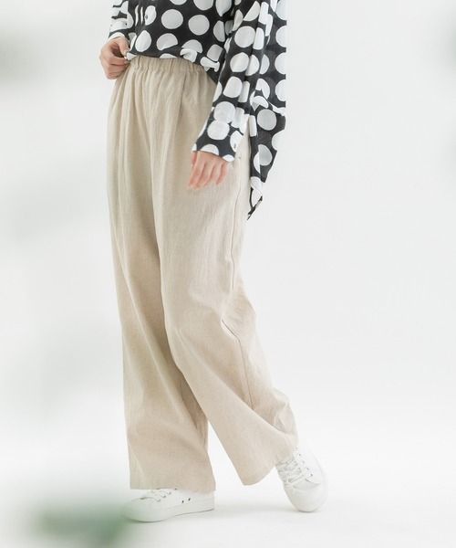 nop de nod（ノップドゥノッド）の「リネンコットンワイドパンツ（その他パンツ・レディース・ブラック/キナリ/スミクロ/ネイビー・3）」の15枚目の写真