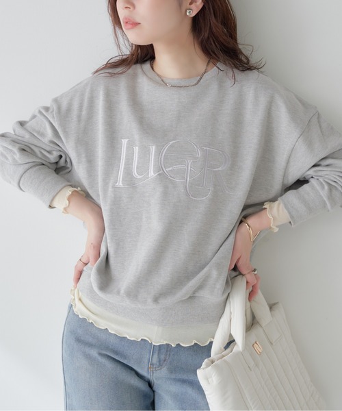 natural couture(ナチュラルクチュール)の「刺繍ロゴ裏毛プルオーバー(スウェット・レディース・オフホワイト/グレー/ミント/ネイビー・FREE)」の2枚目の写真