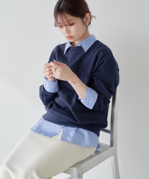natural couture(ナチュラルクチュール)の「刺繍ロゴ裏毛プルオーバー(スウェット・レディース・オフホワイト/グレー/ミント/ネイビー・FREE)」の9枚目の写真
