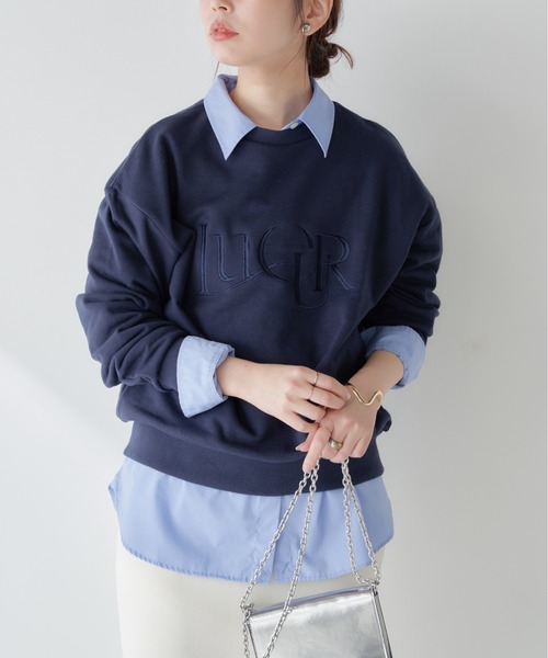 natural couture(ナチュラルクチュール)の「刺繍ロゴ裏毛プルオーバー(スウェット・レディース・オフホワイト/グレー/ミント/ネイビー・FREE)」の8枚目の写真