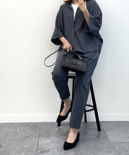 INTERPLANET(インタープラネット)の「【撥水・UV・接触冷感】バンドカラードルマンシャツ(シャツ/ブラウス・レディース・ブラック/ベージュ/ブルー/カーキ/ダークベージュ・FREE)」の7枚目の写真