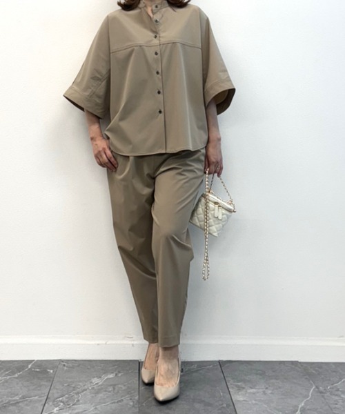 INTERPLANET(インタープラネット)の「【撥水・UV・接触冷感】バンドカラードルマンシャツ(シャツ/ブラウス・レディース・ブラック/ベージュ/ブルー/カーキ/ダークベージュ・FREE)」の10枚目の写真