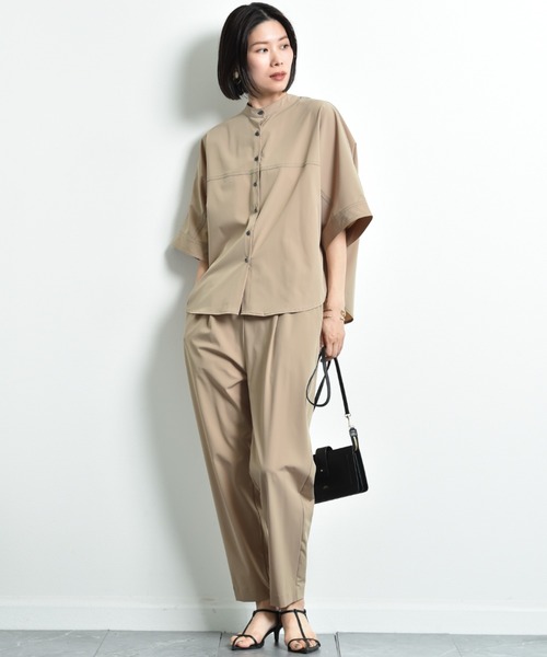 INTERPLANET(インタープラネット)の「【撥水・UV・接触冷感】バンドカラードルマンシャツ(シャツ/ブラウス・レディース・ブラック/ベージュ/ブルー/カーキ/ダークベージュ・FREE)」の19枚目の写真