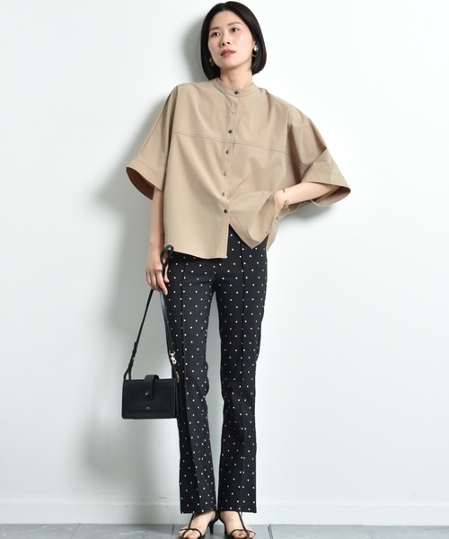 INTERPLANET(インタープラネット)の「【撥水・UV・接触冷感】バンドカラードルマンシャツ(シャツ/ブラウス・レディース・ブラック/ベージュ/ブルー/カーキ/ダークベージュ・FREE)」の20枚目の写真