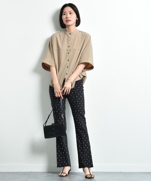 INTERPLANET(インタープラネット)の「【撥水・UV・接触冷感】バンドカラードルマンシャツ(シャツ/ブラウス・レディース・ブラック/ベージュ/ブルー/カーキ/ダークベージュ・FREE)」の22枚目の写真