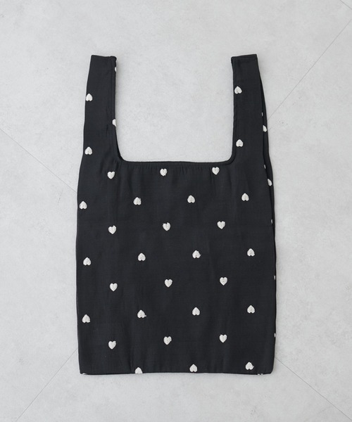 natural couture(ナチュラルクチュール)の「ハート刺繍エコバッグ(ショルダーバッグ・レディース・ブラック/ピンク/アイボリー・FREE)」の12枚目の写真