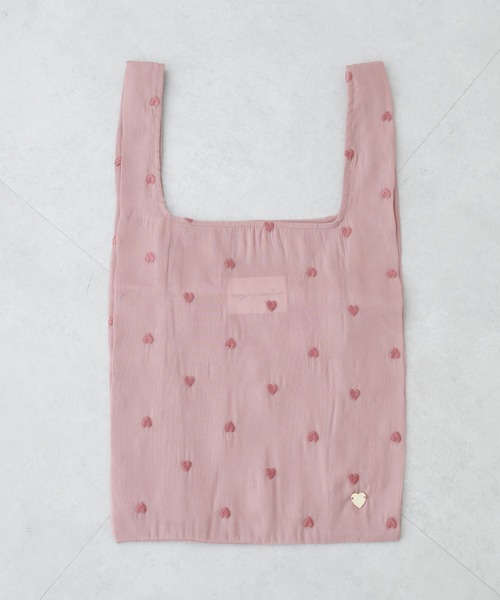 natural couture(ナチュラルクチュール)の「ハート刺繍エコバッグ(ショルダーバッグ・レディース・ブラック/ピンク/アイボリー・FREE)」の9枚目の写真