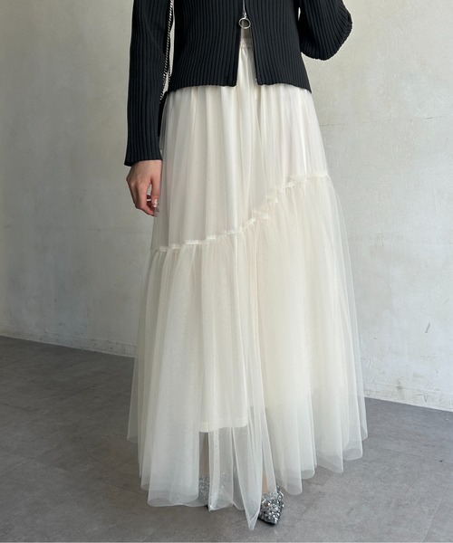 Thevon（ゼボン）の「変形ティアードチュールスカート（スカート・レディース・ホワイト/ブラック/チャコールグレー・FREE）」の13枚目の写真