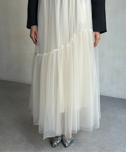 Thevon（ゼボン）の「変形ティアードチュールスカート（スカート・レディース・ホワイト/ブラック/チャコールグレー・FREE）」の17枚目の写真