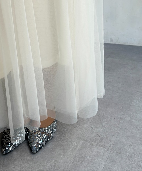 Thevon（ゼボン）の「変形ティアードチュールスカート（スカート・レディース・ホワイト/ブラック/チャコールグレー・FREE）」の18枚目の写真