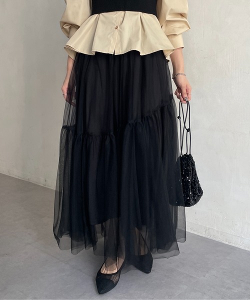 Thevon（ゼボン）の「変形ティアードチュールスカート（スカート・レディース・ホワイト/ブラック/チャコールグレー・FREE）」の20枚目の写真