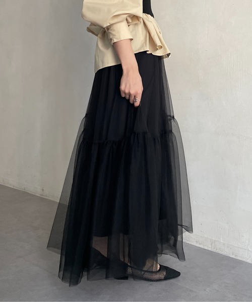 Thevon（ゼボン）の「変形ティアードチュールスカート（スカート・レディース・ホワイト/ブラック/チャコールグレー・FREE）」の21枚目の写真