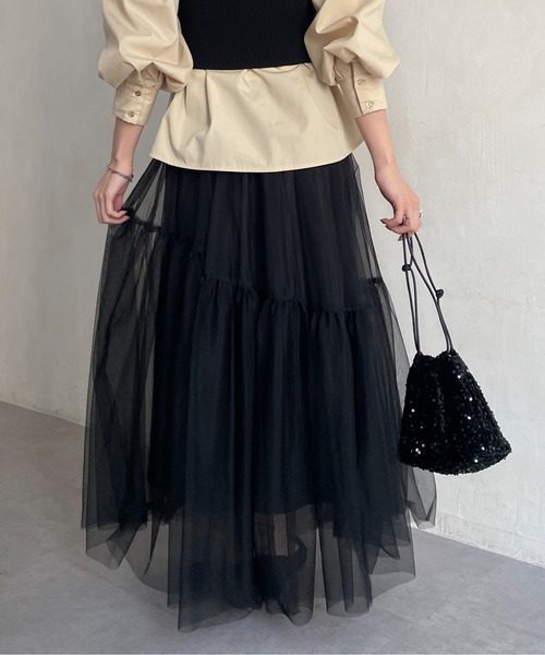 Thevon（ゼボン）の「変形ティアードチュールスカート（スカート・レディース・ホワイト/ブラック/チャコールグレー・FREE）」の22枚目の写真