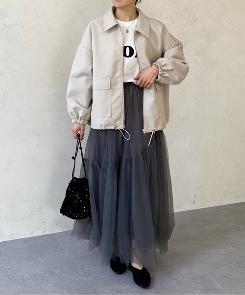 Thevon（ゼボン）の「変形ティアードチュールスカート（スカート・レディース・ホワイト/ブラック/チャコールグレー・FREE）」の7枚目の写真