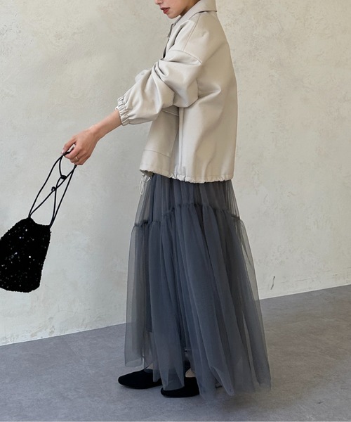 Thevon（ゼボン）の「変形ティアードチュールスカート（スカート・レディース・ホワイト/ブラック/チャコールグレー・FREE）」の8枚目の写真