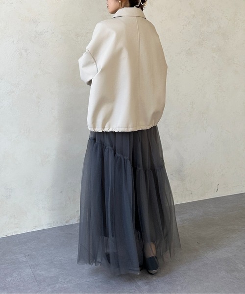 Thevon（ゼボン）の「変形ティアードチュールスカート（スカート・レディース・ホワイト/ブラック/チャコールグレー・FREE）」の9枚目の写真