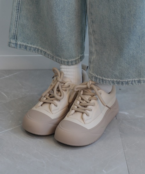 shoes365（シューズスリーシックスファイヴ）の「【shoes365】厚底スニーカー（スニーカー・レディース・ブラック/ベージュ/グレー・23.0cm/22.5cm/24.0cm/23.5cm/25.0cm/24.5cm）」の12枚目の写真