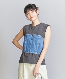 コットン フロントスリット ビスチェ