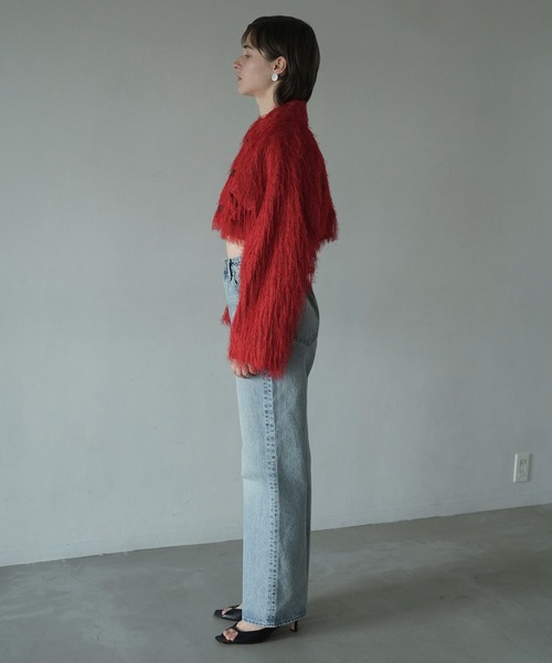 CLANE クラネ 24SS FRINGE SHORT JACKET フリンジショートジャケット 16103-0422 1 RED 定価41,800円 アウター【新古品】【中古】【CLANE】 セール】FRINGE SHORT JACKET（その他アウター）｜CLANE（クラネ）の